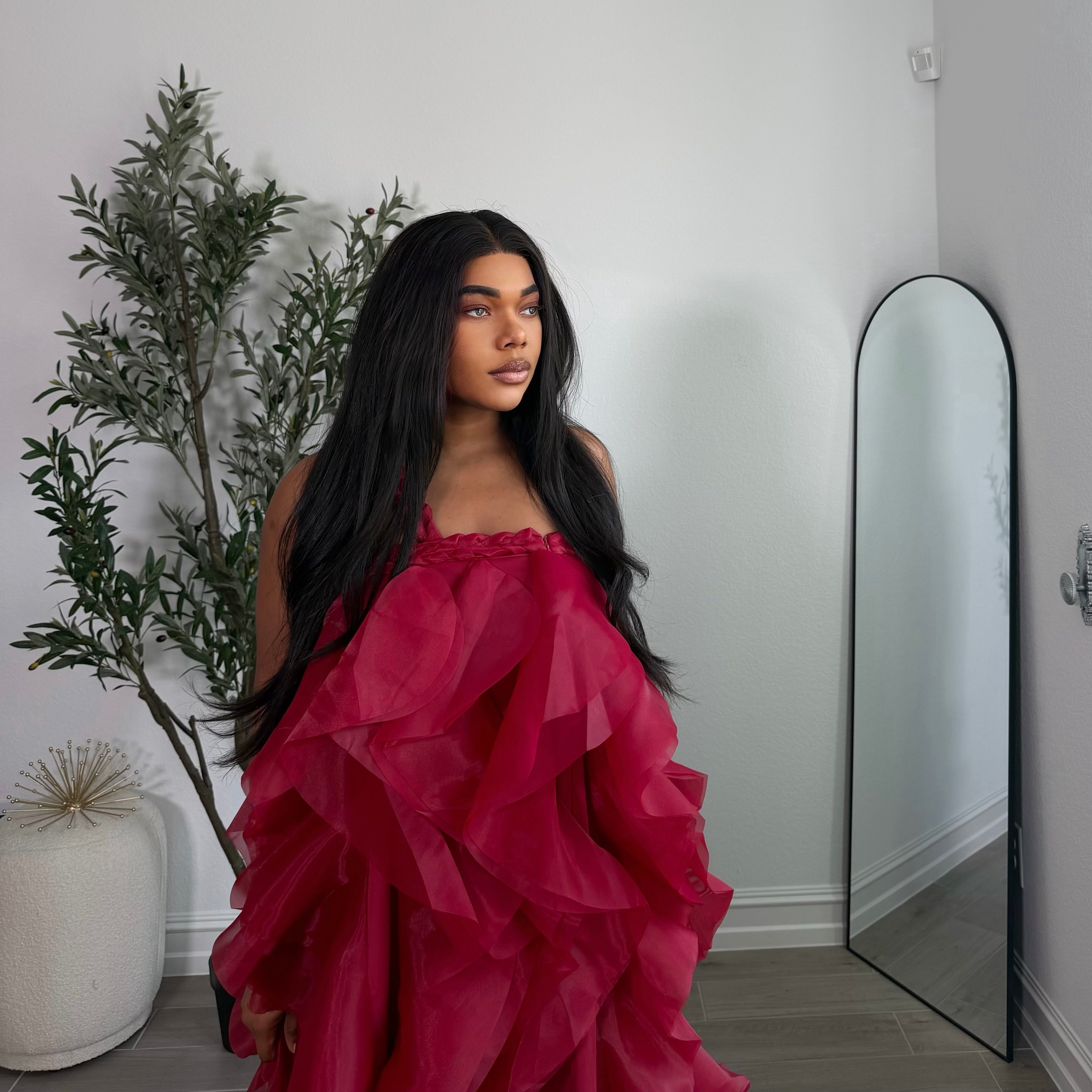 Crimson Ruffle Gown