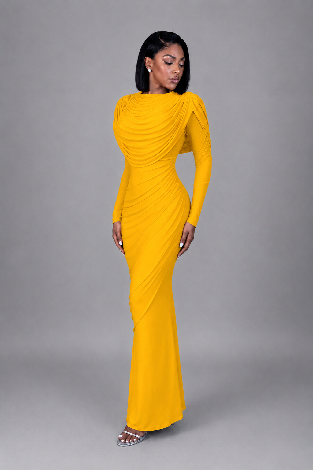 Zaria Draped Maxi Dress pink