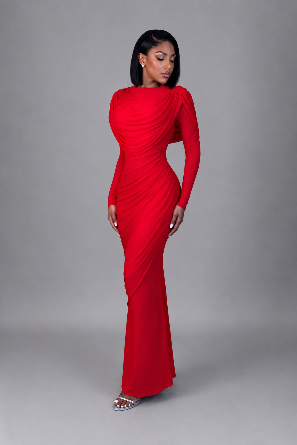 Zaria Draped Maxi Dress pink