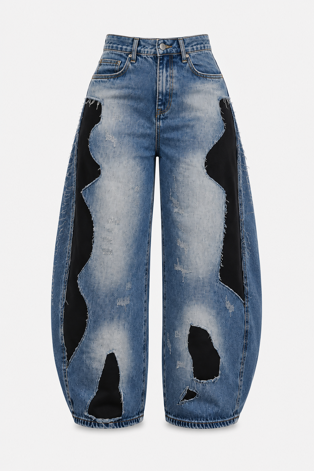 Patch Work Barrel Jeans