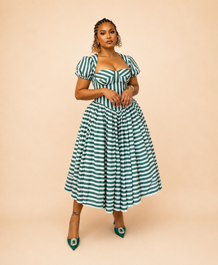 Emerald Breeze Midi Dress